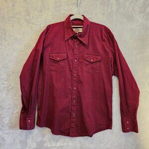 BC Ethic pearl snap shirt Mens XXL Maroon pocket flaps cowboy rodeo Office Dad